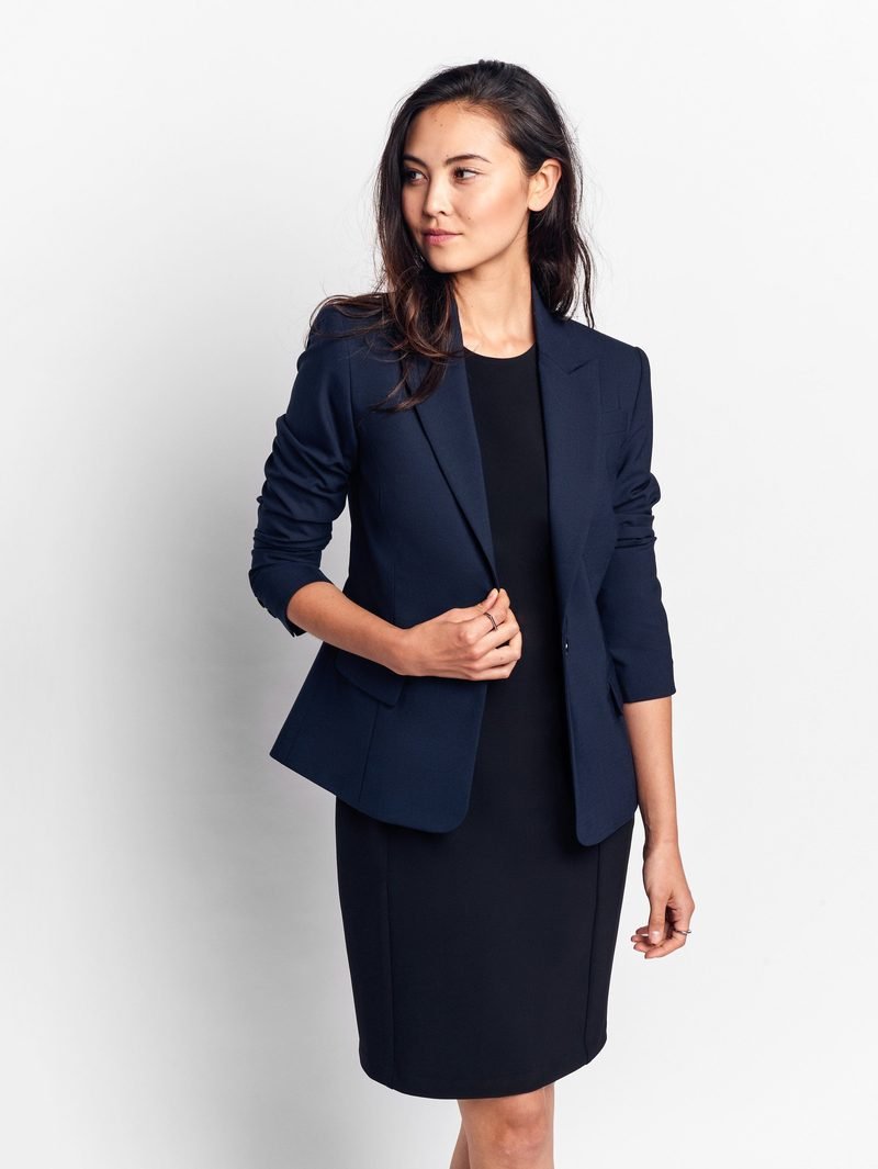 Woman in elegant blazer outfit