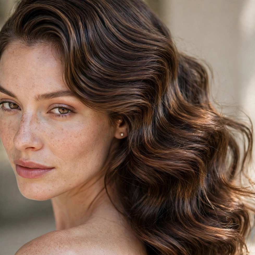 Deep side part wavy hairstyle for thin hair wedding guest