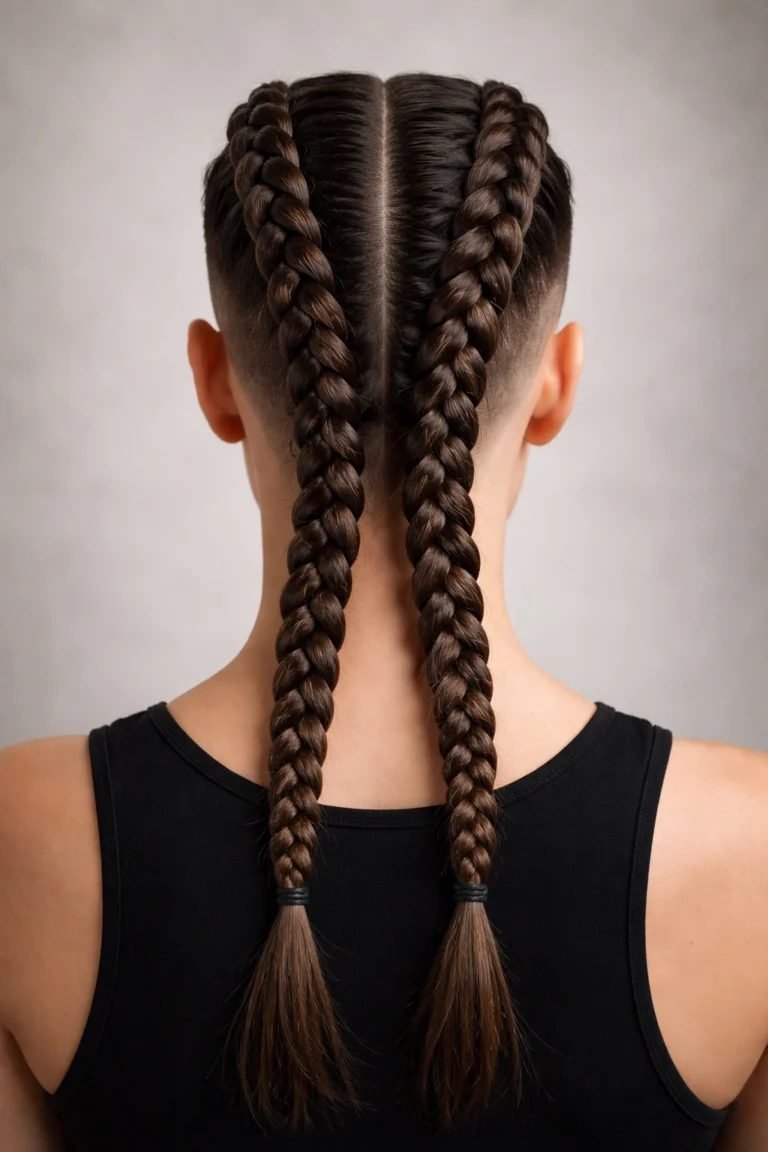 Double Dutch braids for thick hair, secure all-day style