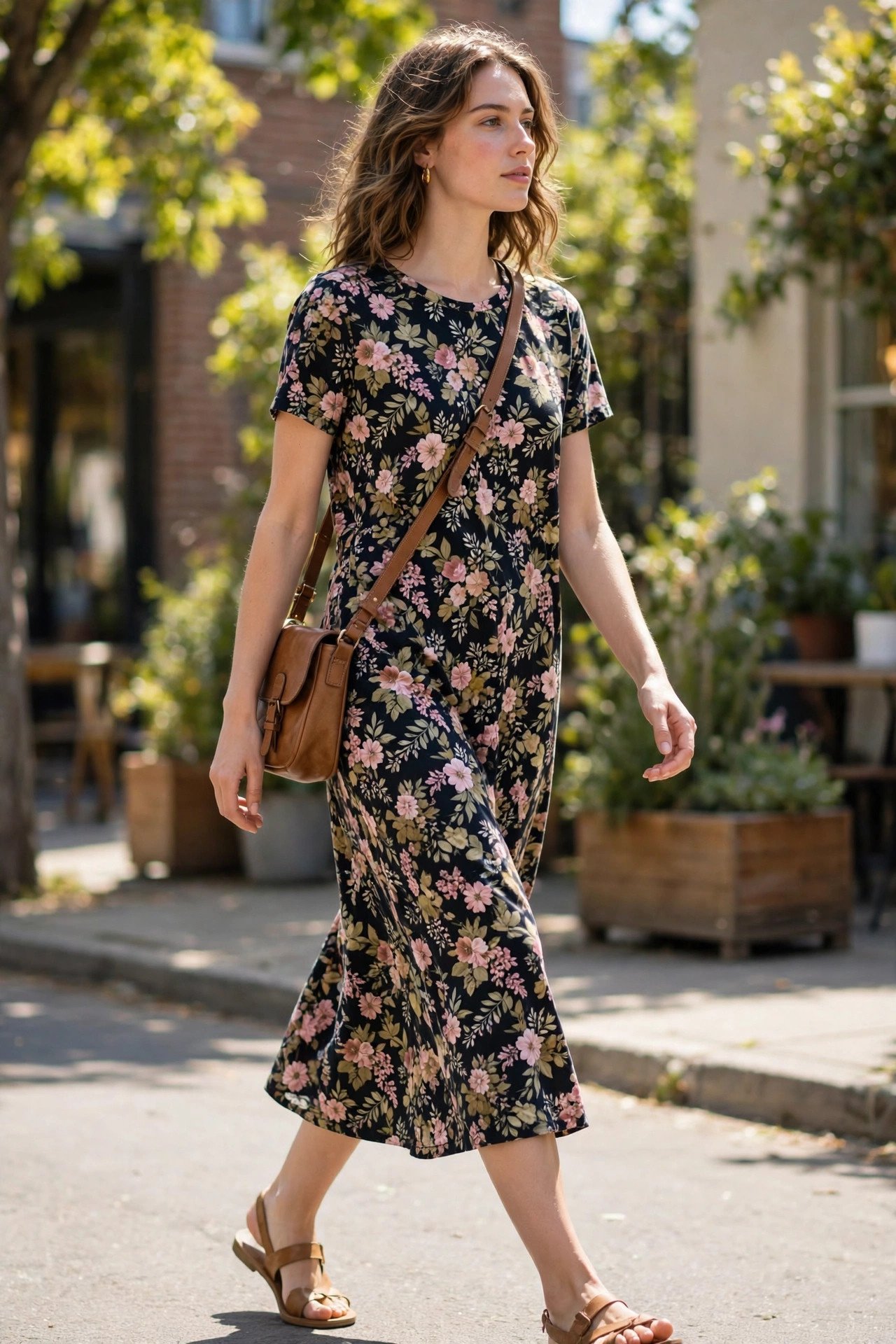 Everyday floral midi dress for daily wear