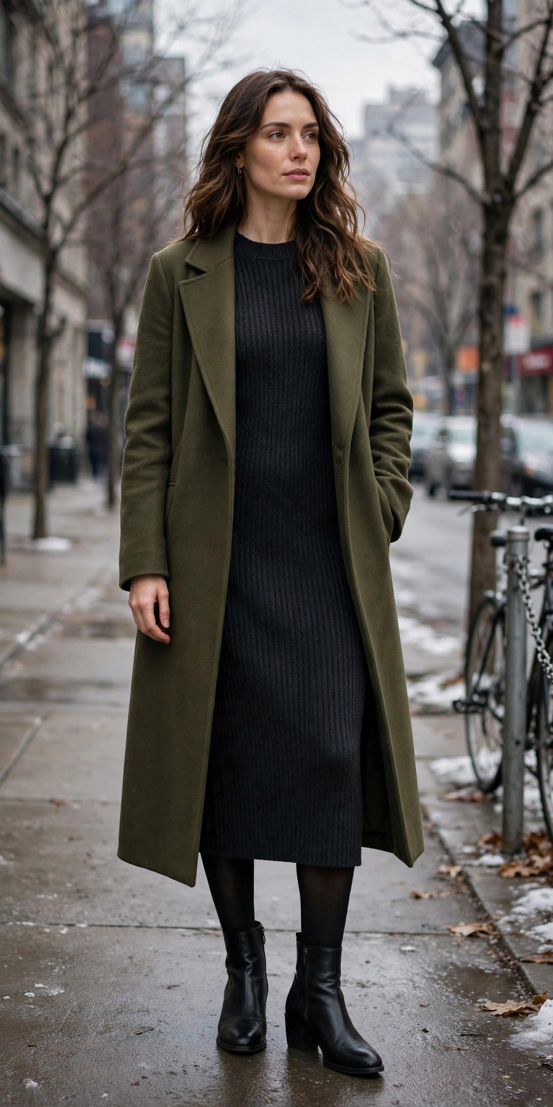 Sweater dress with boots for everyday winter wear
