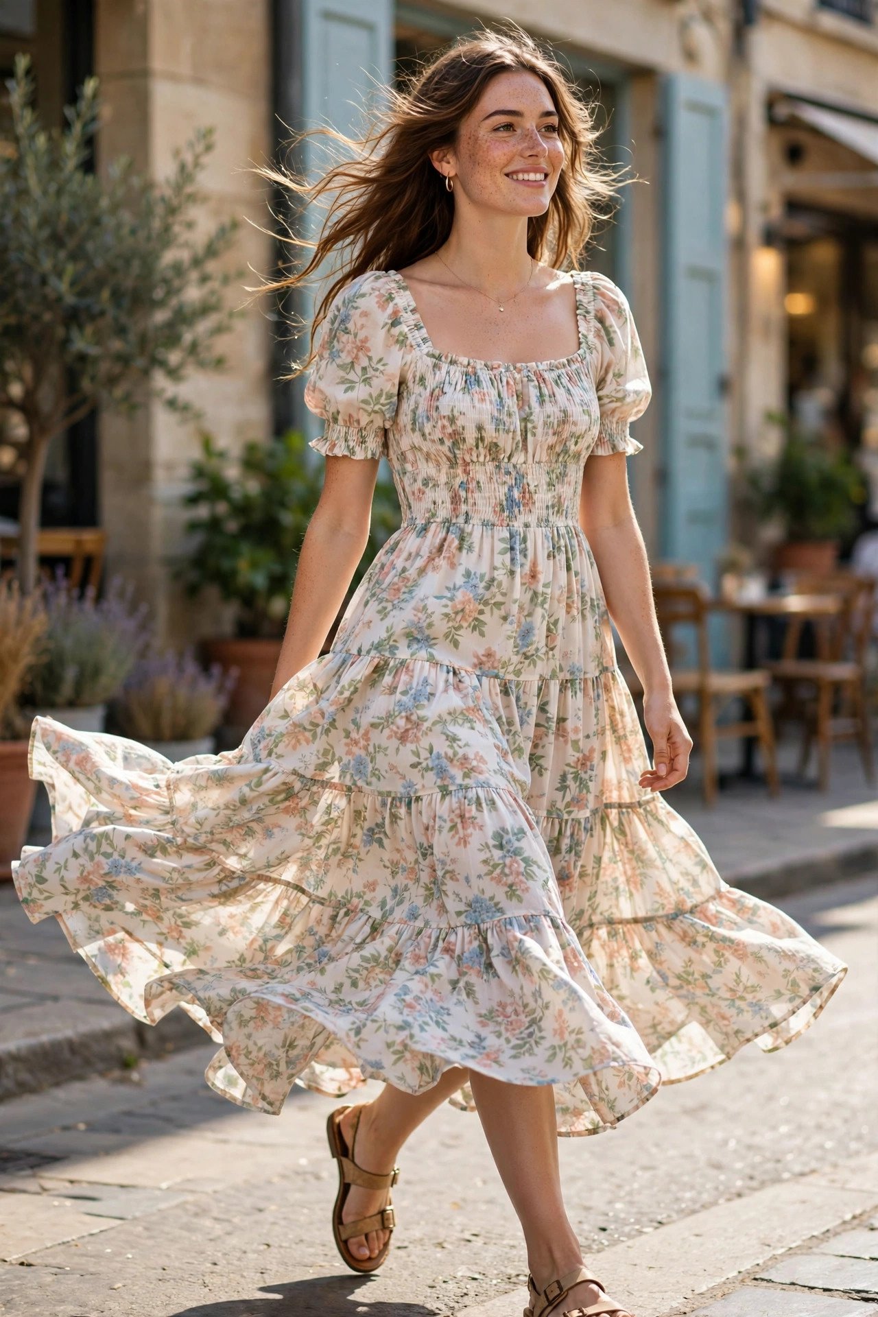 Tiered midi dress for everyday wear