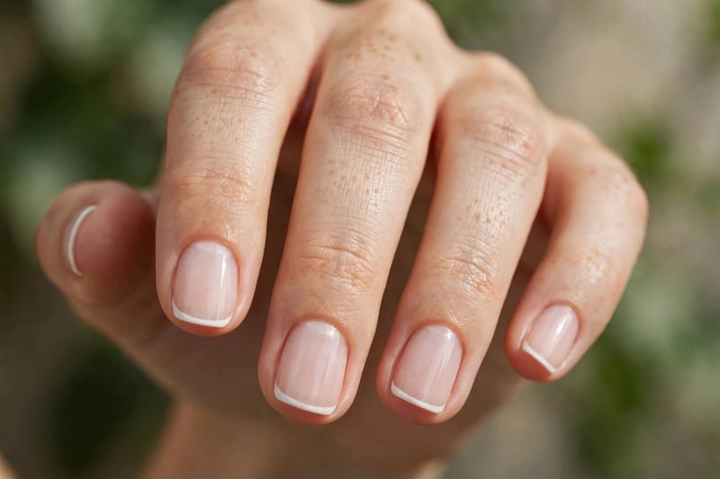 micro french tip nails short squoval - french tip nails design