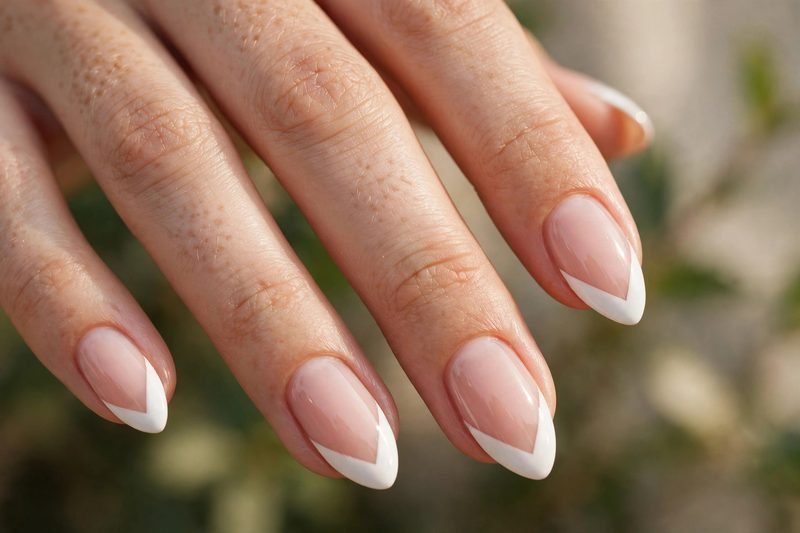chevron french tip nails v shape - french tip nails design