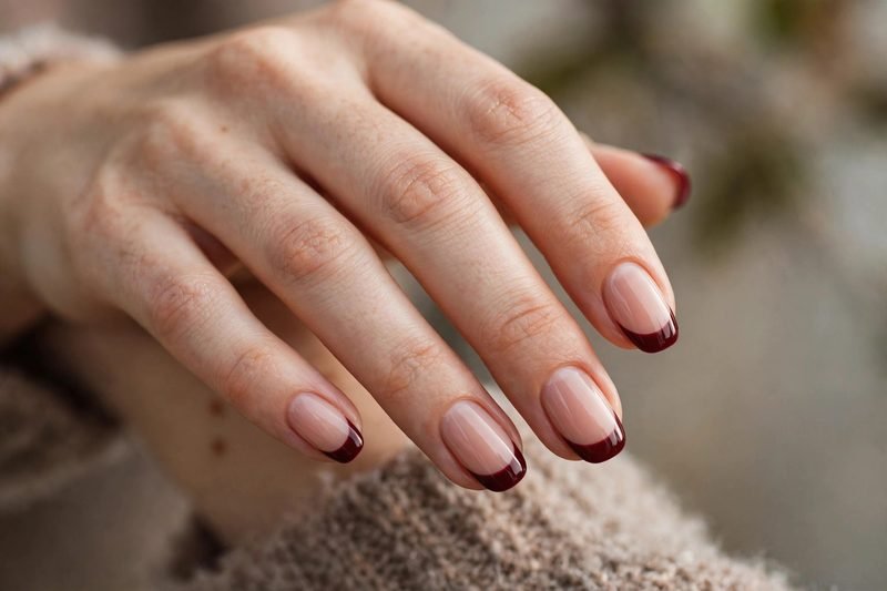 burgundy french tip nails fall - french tip nails design