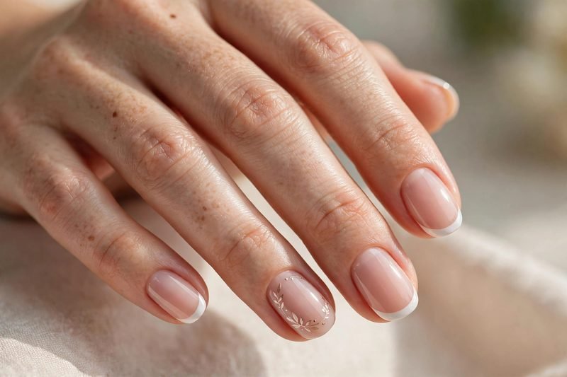 french manicure one accent nail design - simple french tip nails