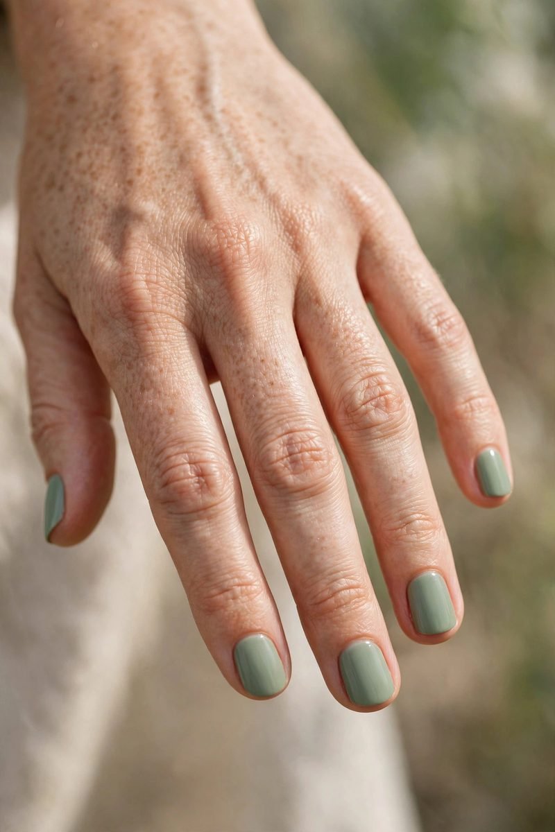 sage green short nails - short nails design