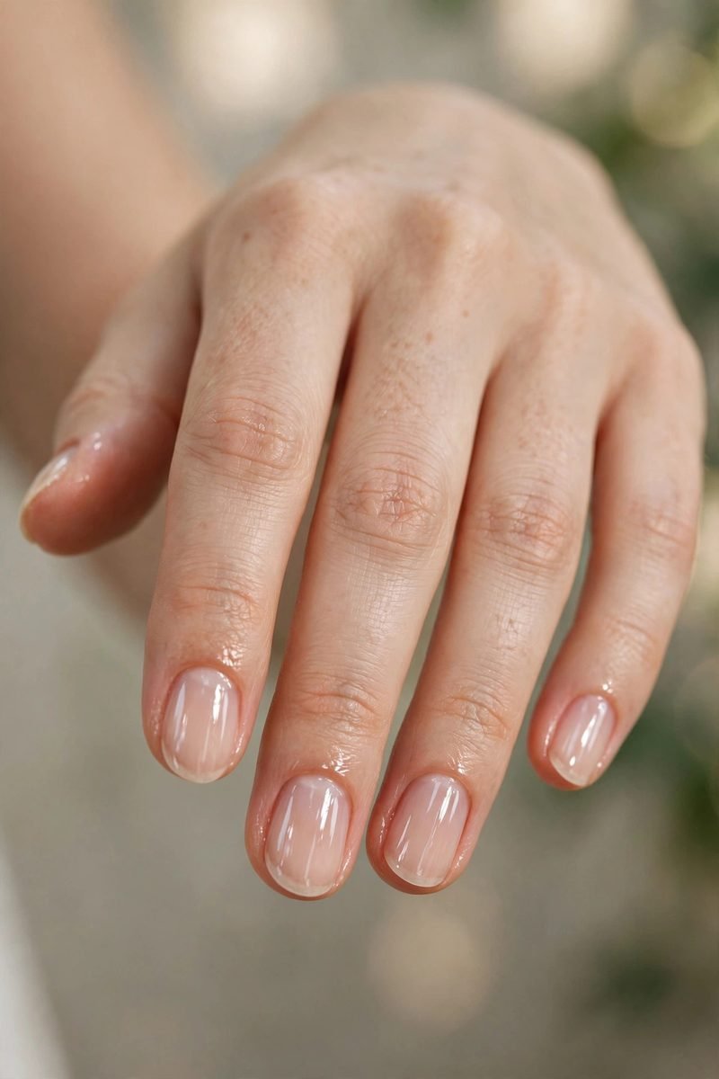 clear glossy natural short nails - simple short nails