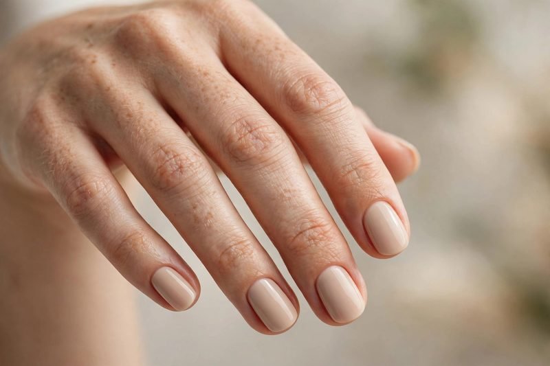 soft beige short nails - simple short nails