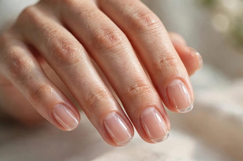 jelly nude transparent short nails - simple short nails