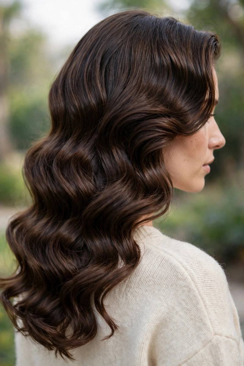 side swept glam waves long hair - party hairstyle for long hair