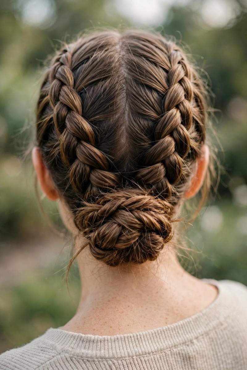 dutch braids bun long hair - party hairstyle for long hair