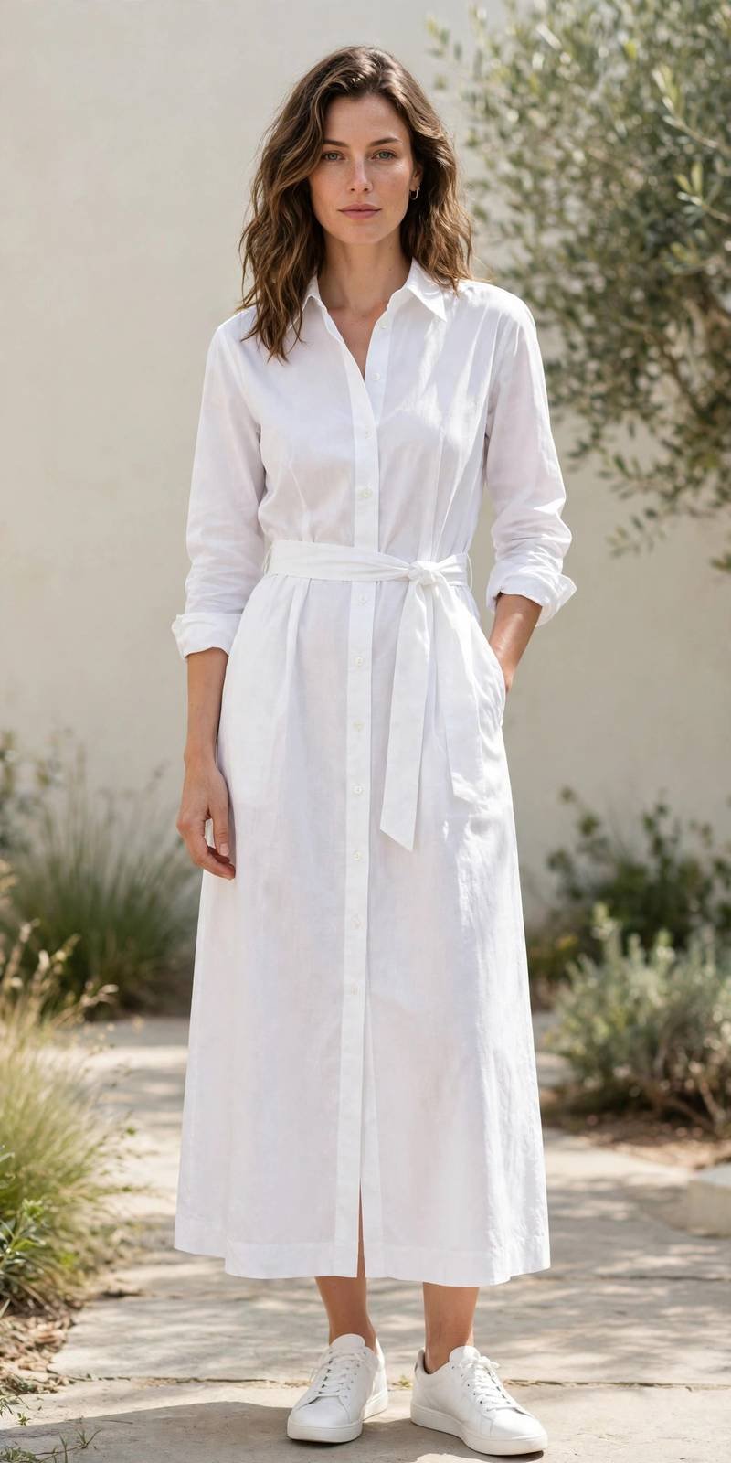 Woman in a white dress shirt wearing eyeglasses