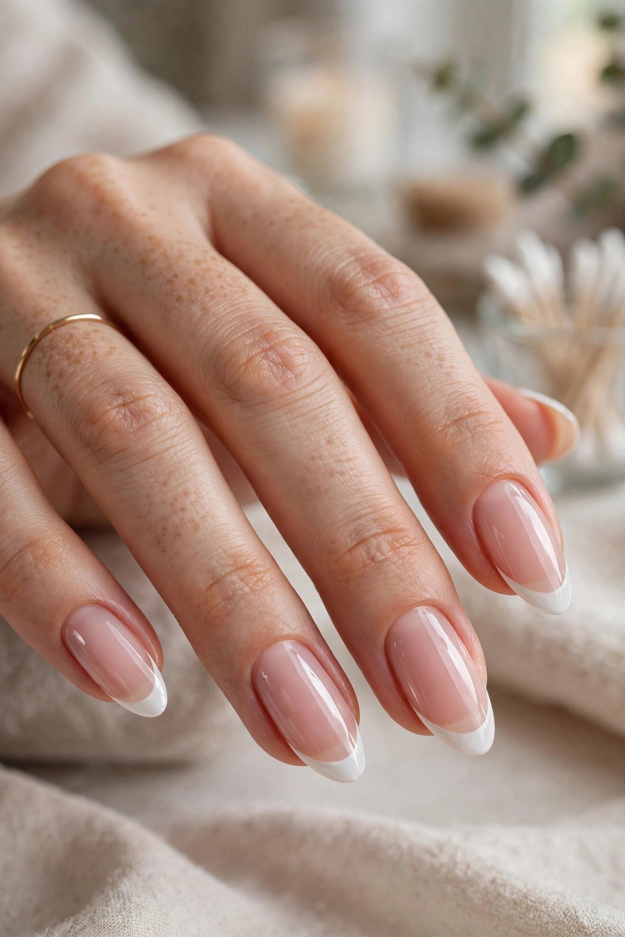 Classic French tip almond nails