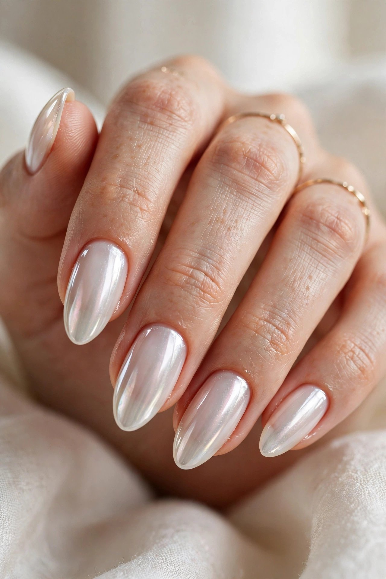 Glazed donut chrome almond nails