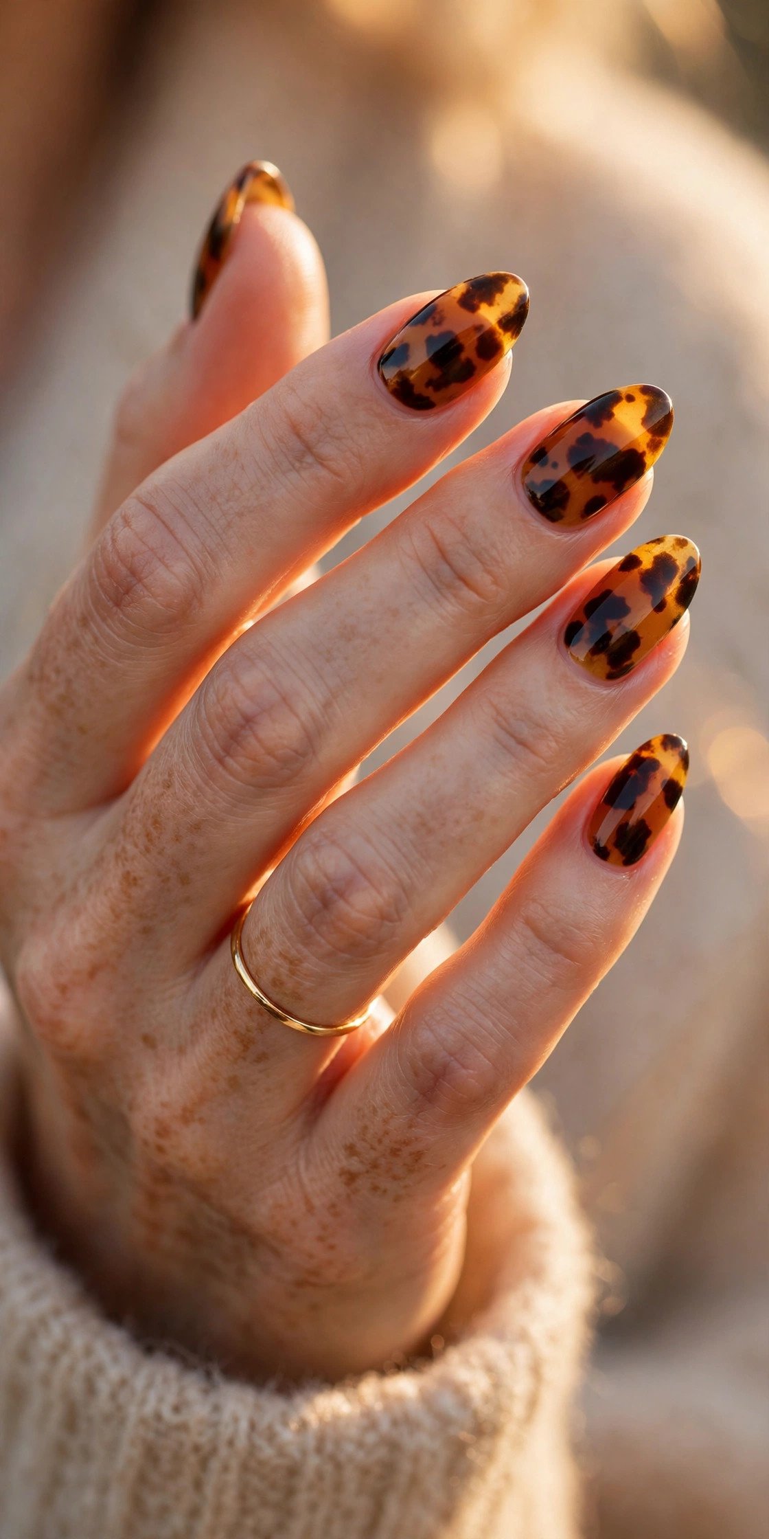 Tortoiseshell almond nails