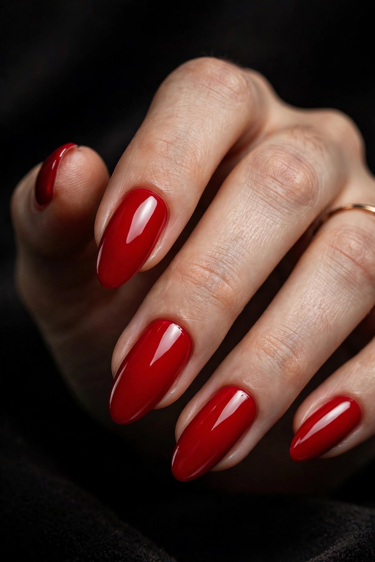 Classic red almond nails
