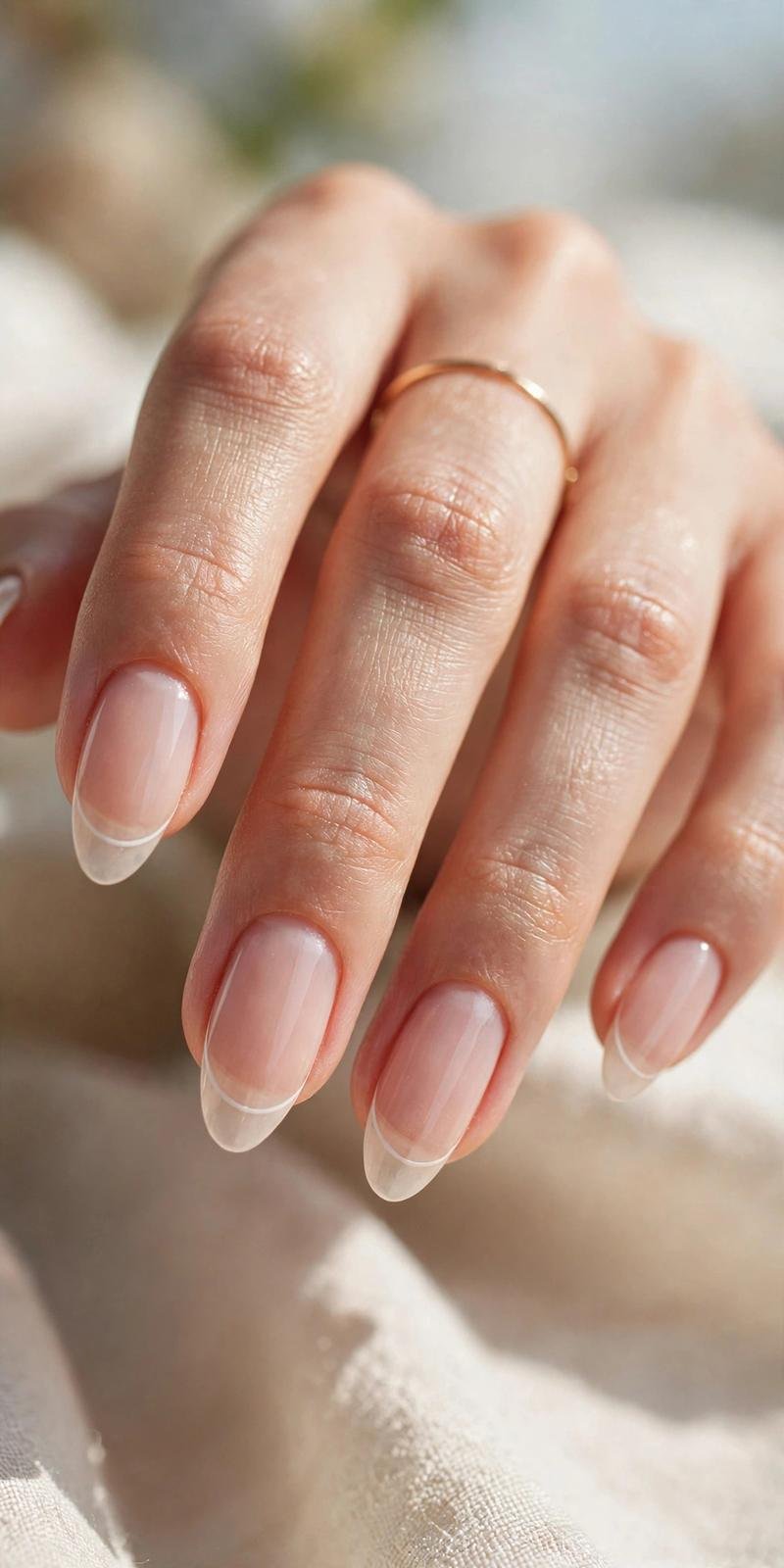 Micro French tip almond nails