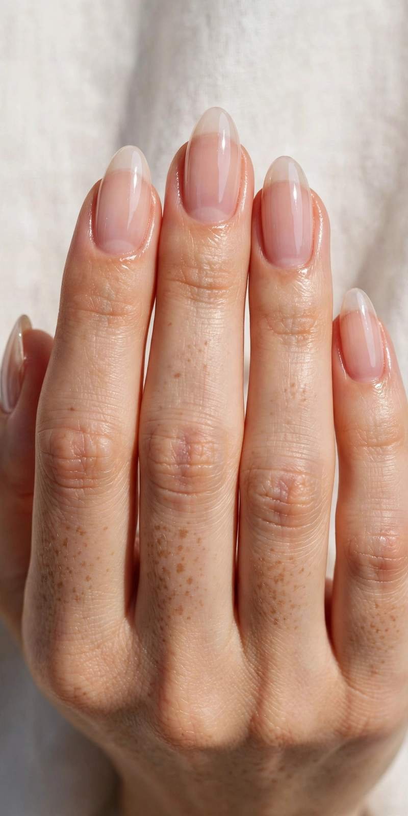 Clear glossy almond nails