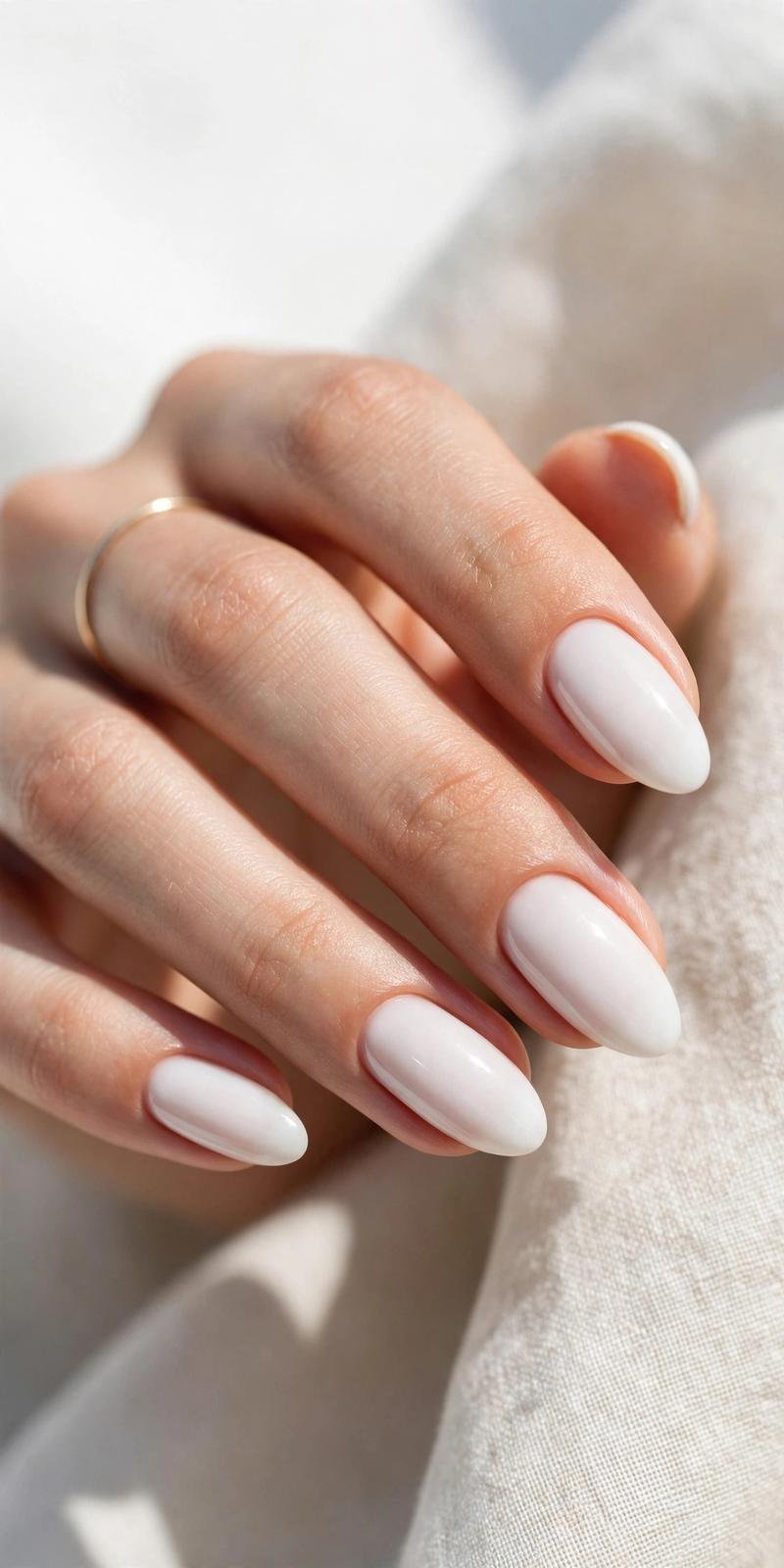 Soft white almond nails