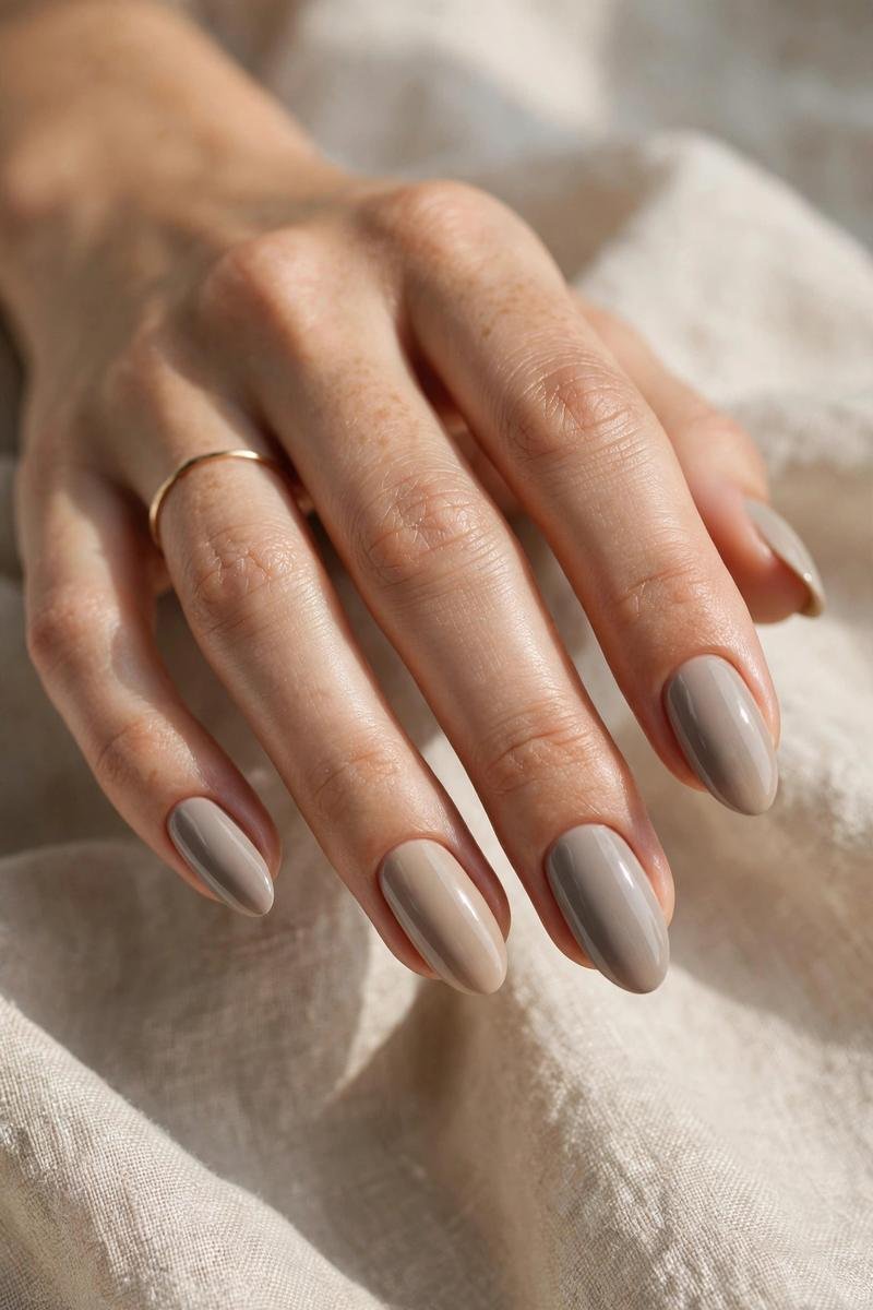 Greige almond nails