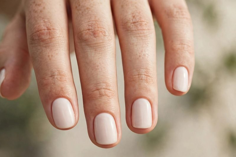 Milky nude almond nails for everyday wear