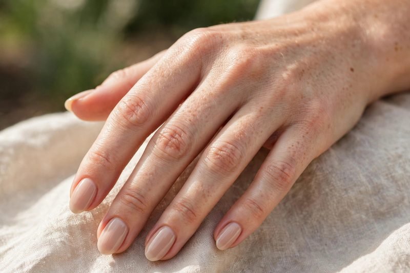 Short nude almond nails for a relaxed weekend