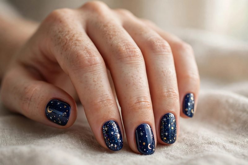 Starry night nail design