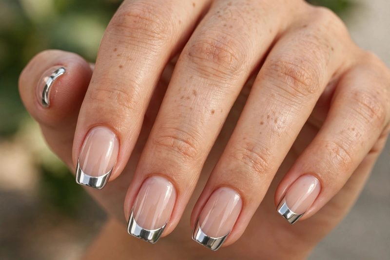 Chrome French tip nail design