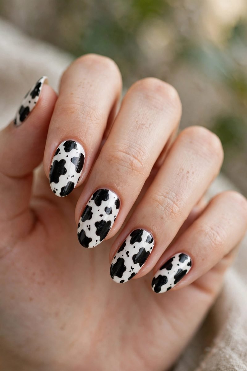 Cow print nail design