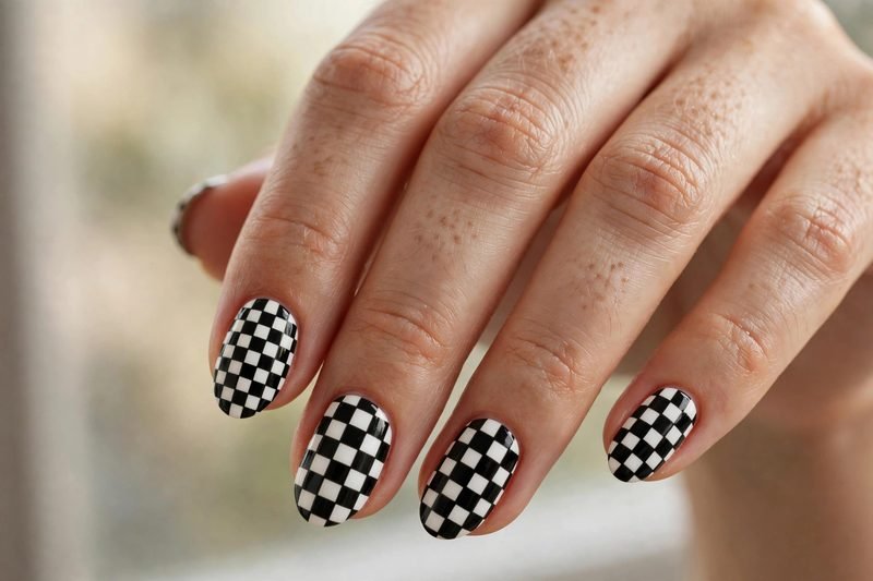 Checkered nail design