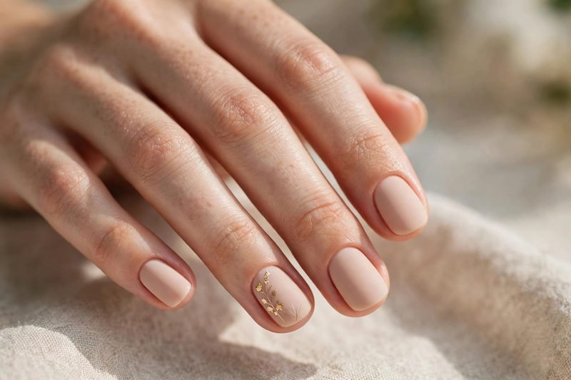 Single accent nail minimalist design