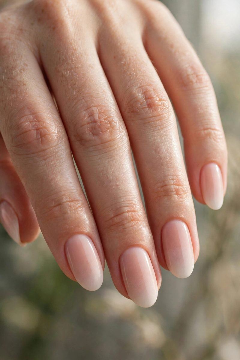 Nude ombre minimalist nail design