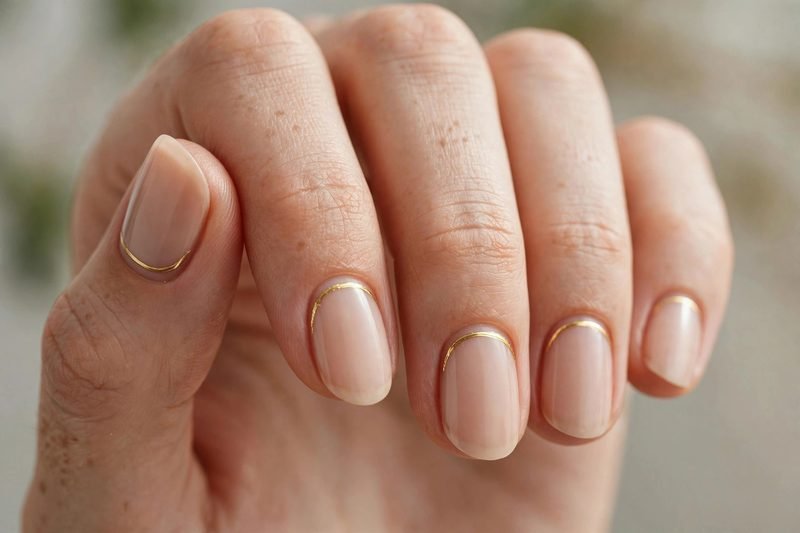 Gold cuticle band nail design