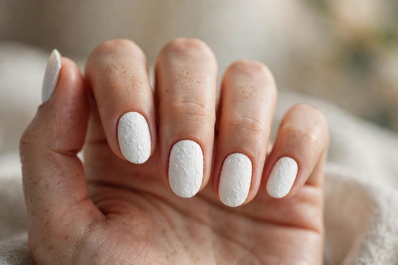 White texture minimalist nail design