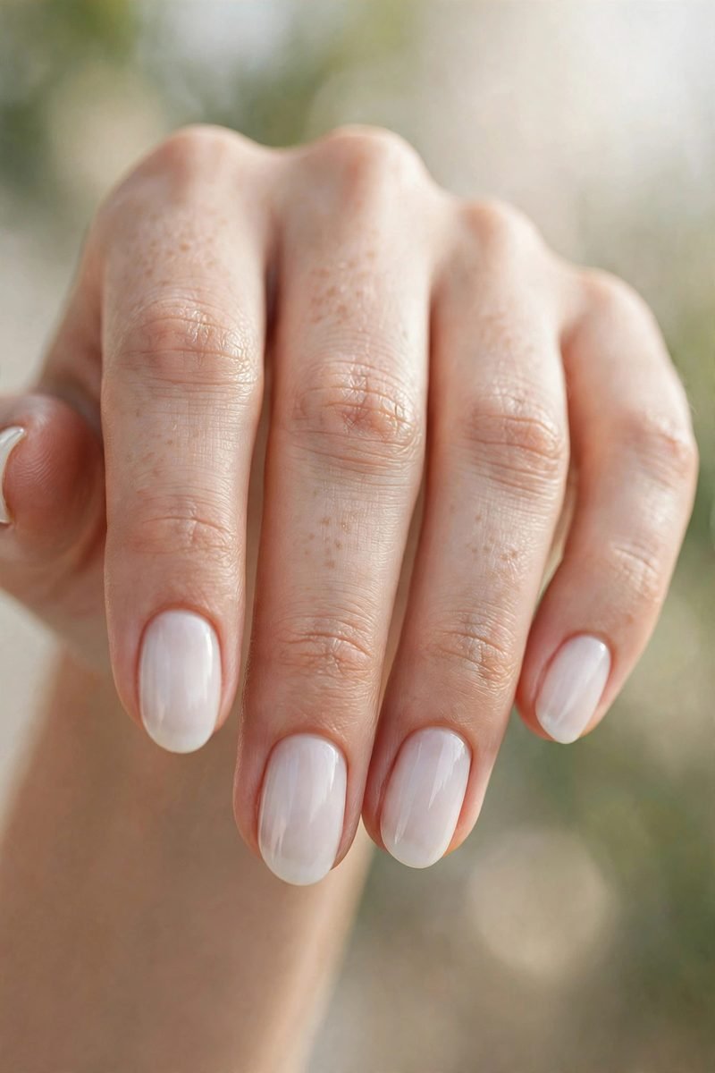 Cloud-white minimalist nail design