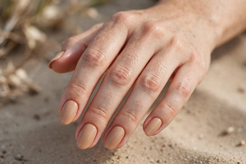 Warm sand minimalist nail design