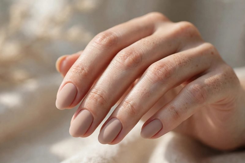 Matte nude minimalist nail design