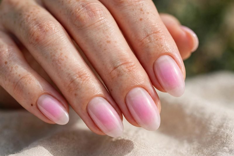Pink aura nails with soft glowing center