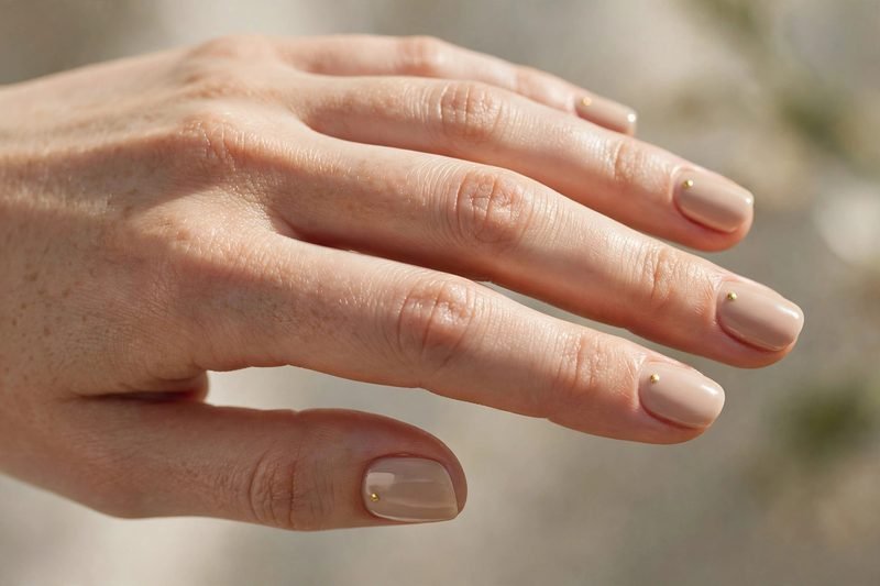 Single gold dot minimalist nail accent