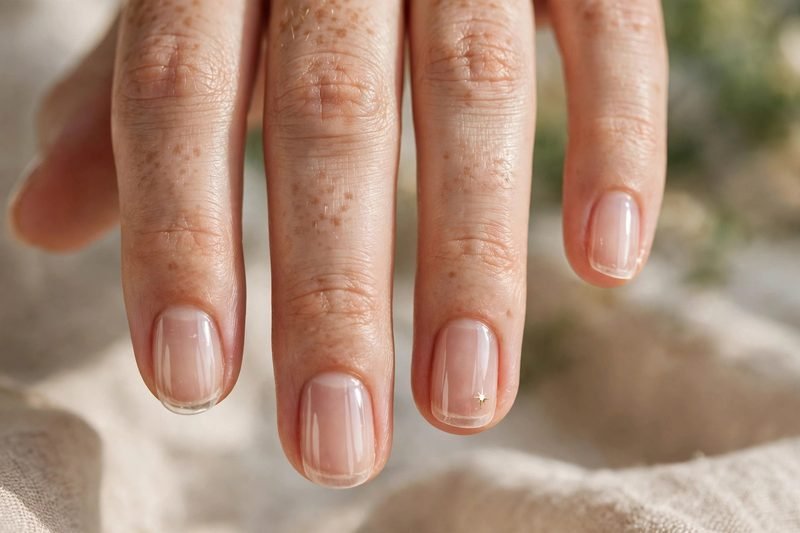 Clear nails with tiny star accent