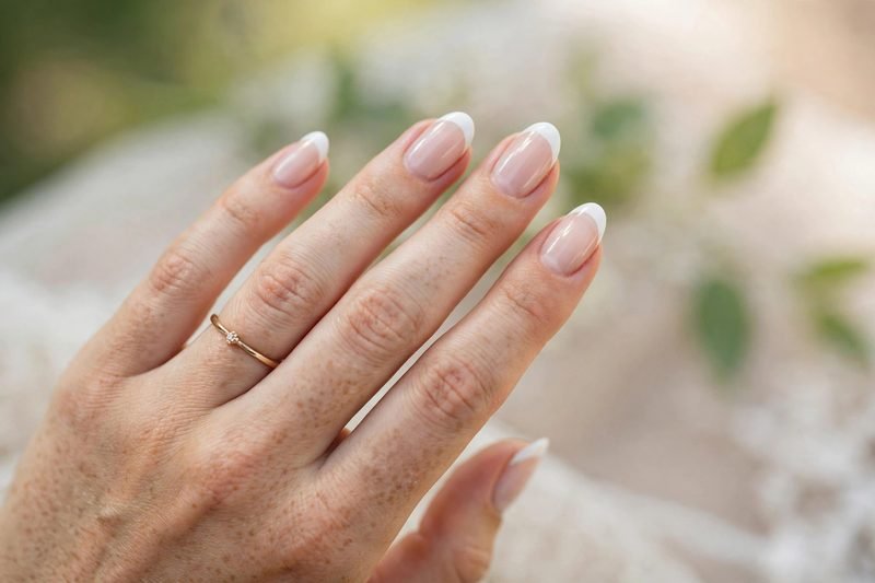 Classic French manicure for wedding day
