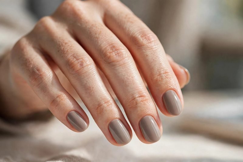 Soft taupe nails for office wear