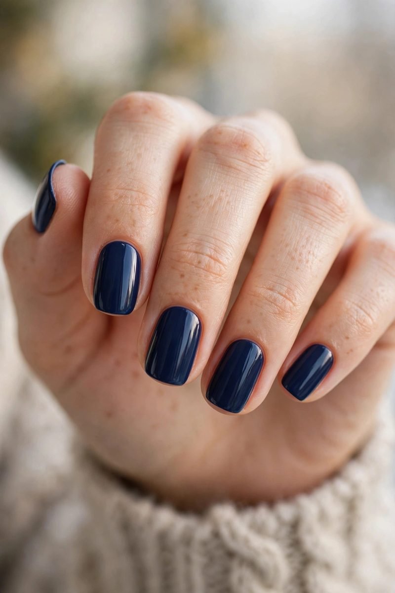 Navy blue nails for winter