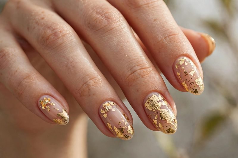 Gold foil festive nails