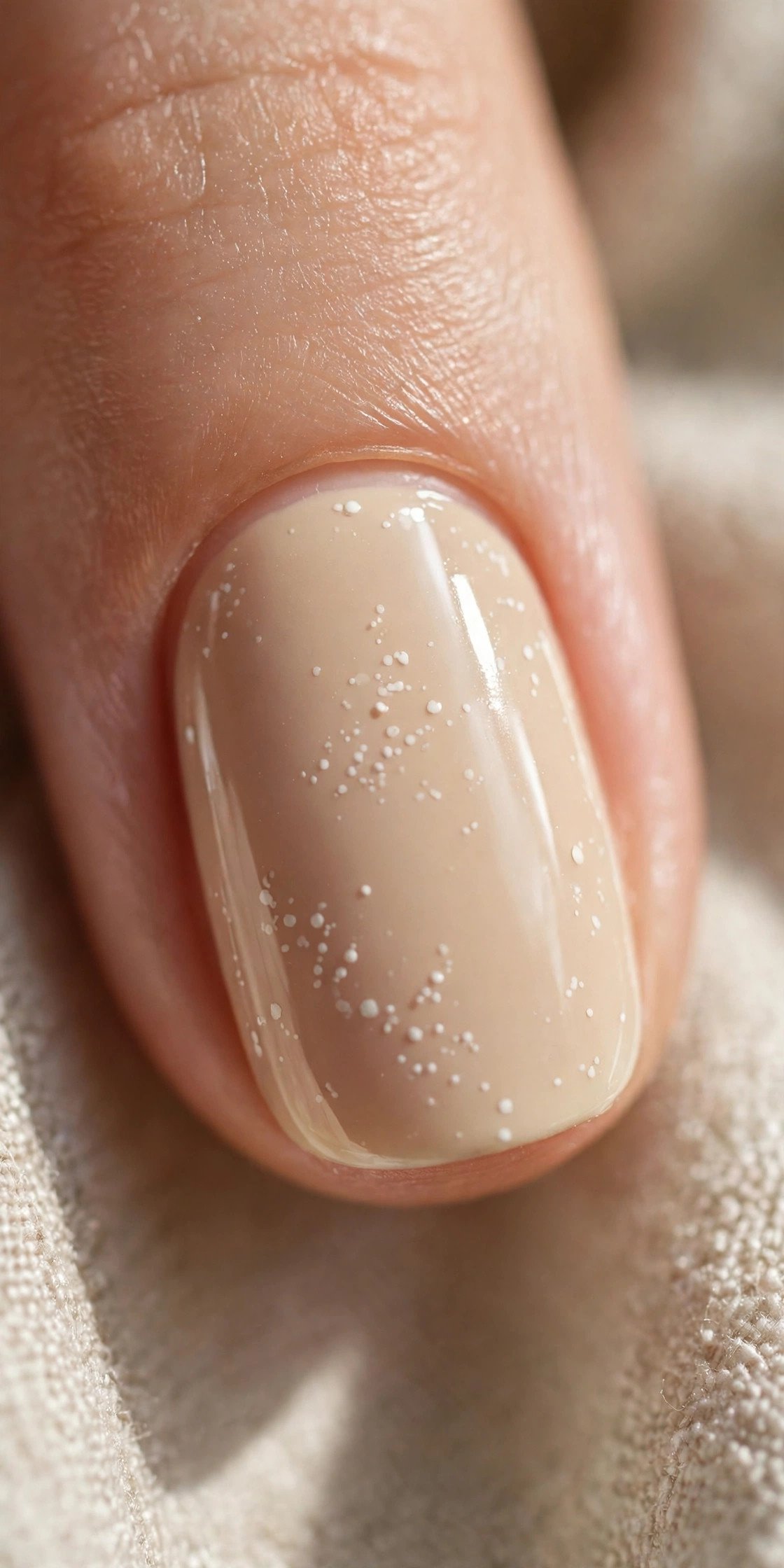 Tiny white dots on beige nails