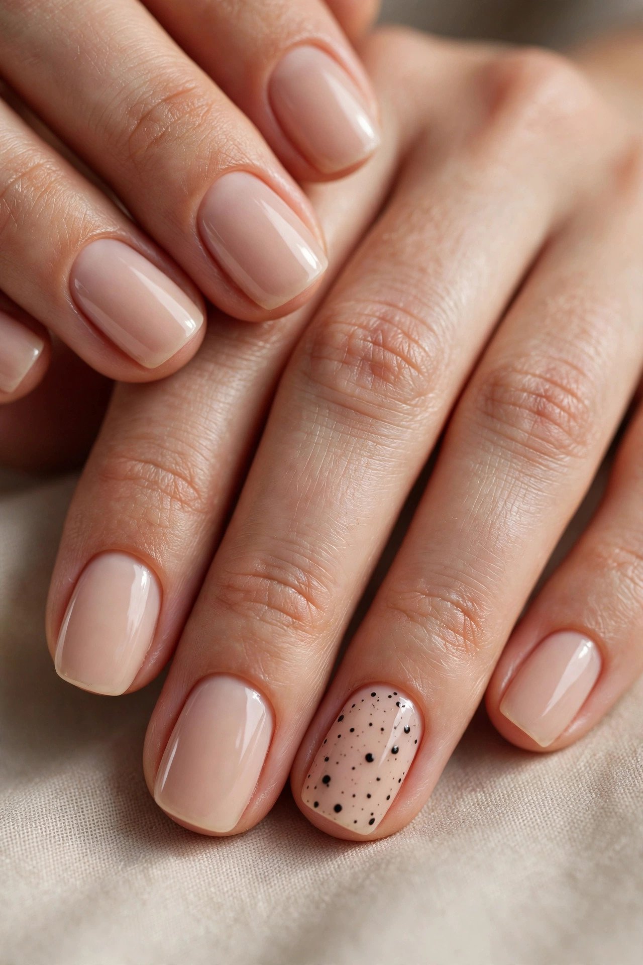 Ring finger dot accent nail
