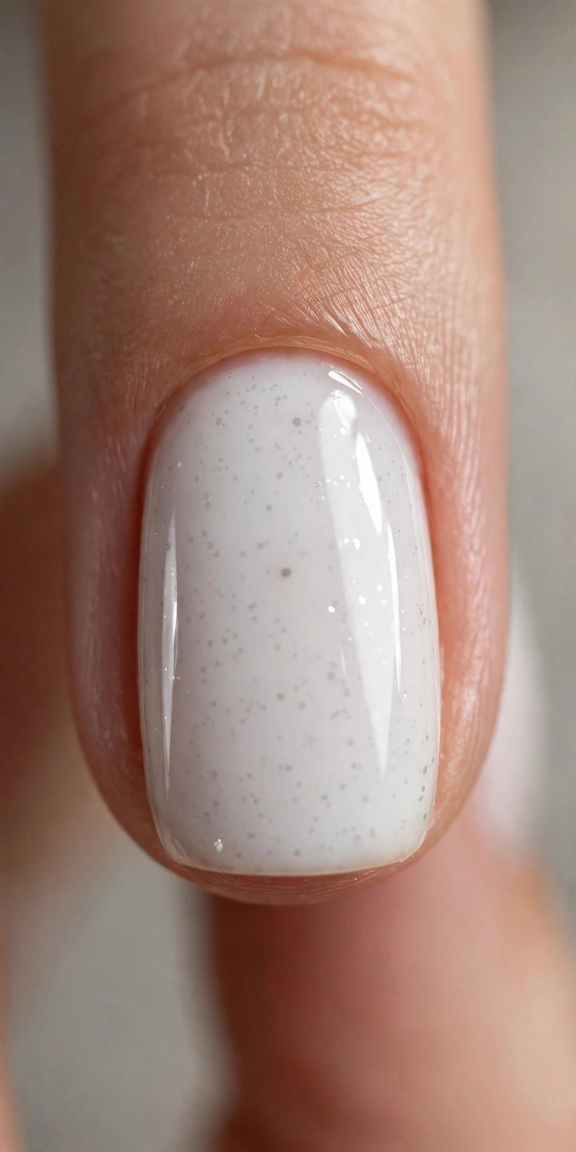 Micro dots on milky white nails