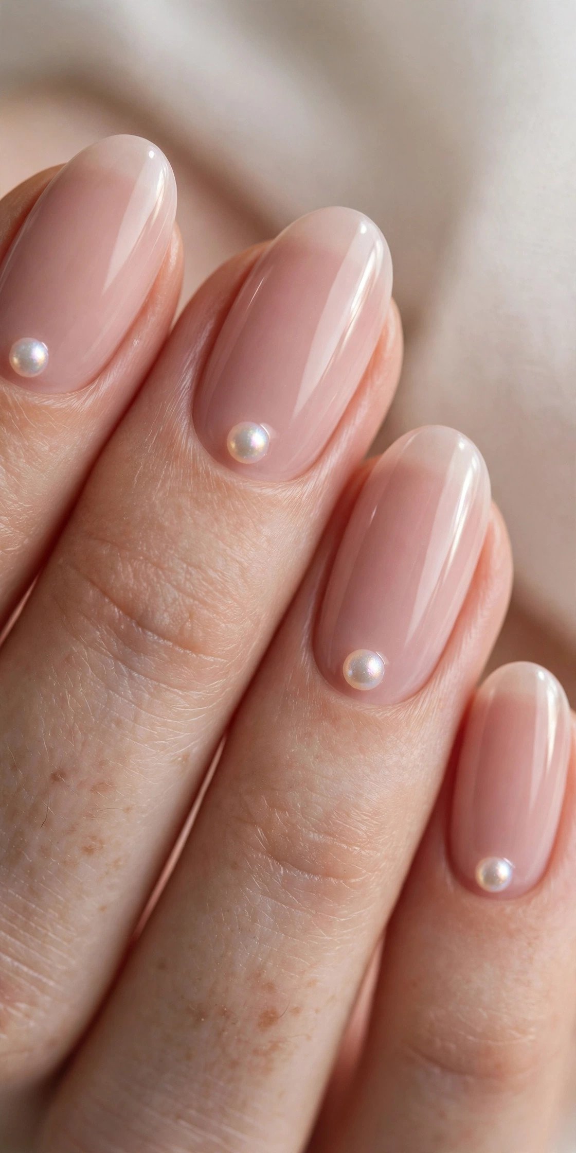 Single pearl dot minimalist nail accent