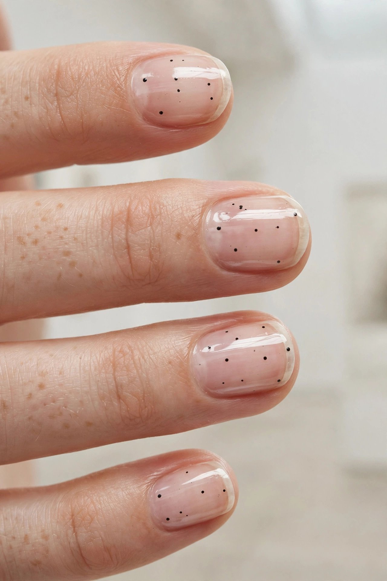 Negative space dot minimalist nail art